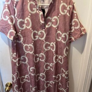 Gucci Mauve Logo Print Dress